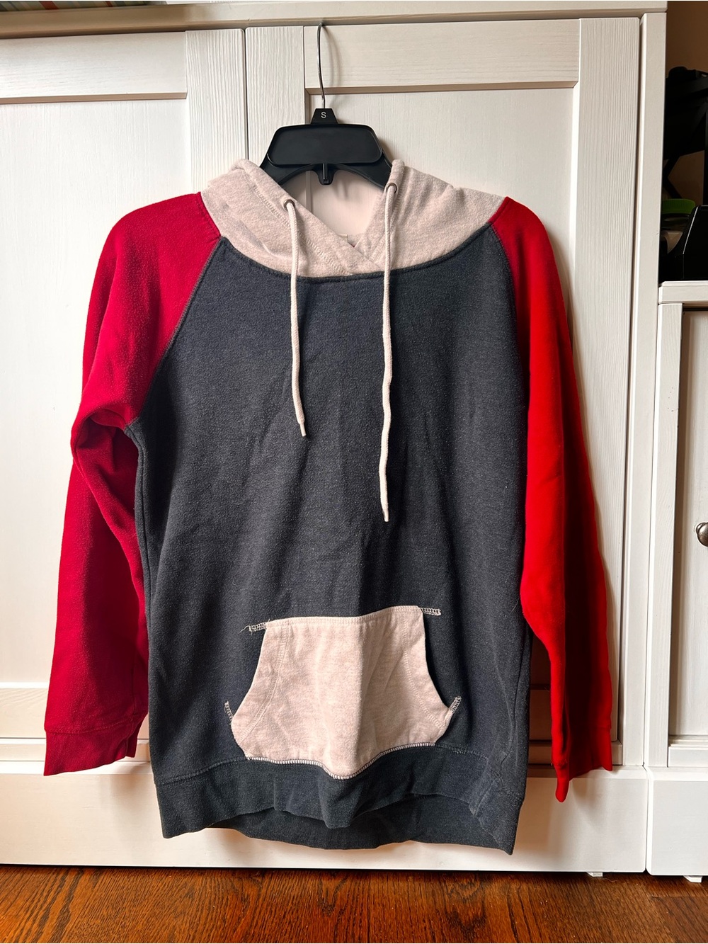 Zine Clothing Colorblock Crewneck Hoodie - Black, Red & Cream